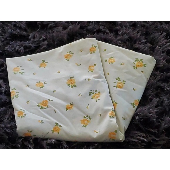 Vintage Wondercale Vintage Twin Size Cotton Blend Yellow Rose Print 1 Flat Sheet - Picture 1 of 5